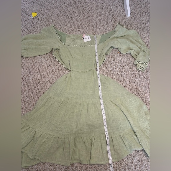 Luxxel Sage Green Ruffled Tiered Mini Dress size M - Picture 8 of 9